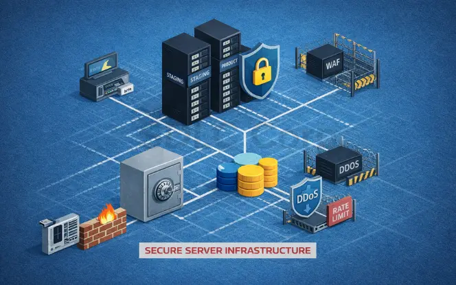  Secure infrastructure with WAF, DDoS protection, and rate limits.