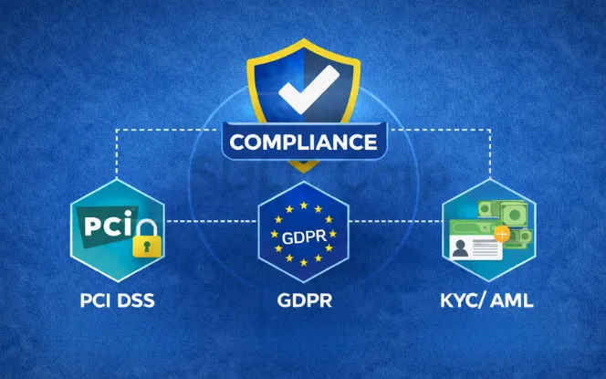  Compliance controls: PCI DSS, GDPR, and KYC/AML.