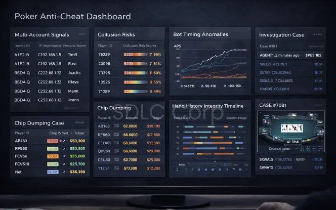 Anti-cheat and fair play controls for secure poker software.