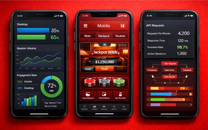 The Shift From Desktop-Centric to Mobile-First Platforms Mobile-first casino platform dashboard comparing desktop and mobile usage