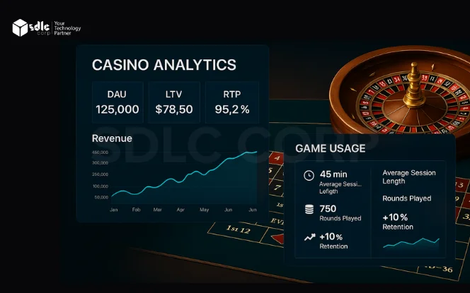 Flowchart of telemetry data from gameplay services through an ETL pipeline into a data warehouse and real-time analytics dashboard