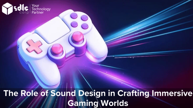 Sound design in games showing immersive audio, sound effects, spatial audio, and adaptive music for gaming worlds