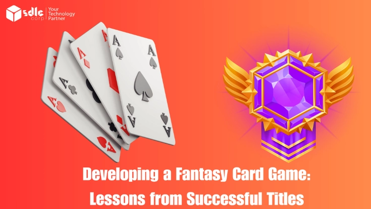 Fantasy card game development showing deck building, card mechanics, fantasy characters, and digital game design