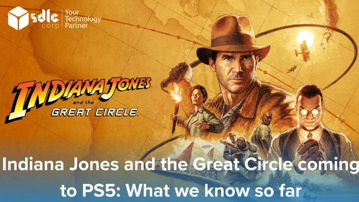 Indiana Jones and the Great Circle PS5 guide showing adventure gameplay, story details, release updates, and game features