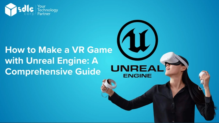 How to make a VR game with Unreal Engine — VR headset and controllers with the Unreal Engine logo