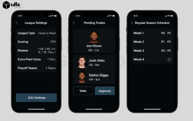 Fantasy sports app like MyFantasyLeague commissioner settings and schedule