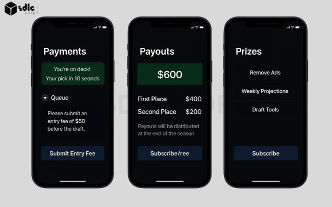 Fantasy sports app like MyFantasyLeague entry fee payouts and prizes