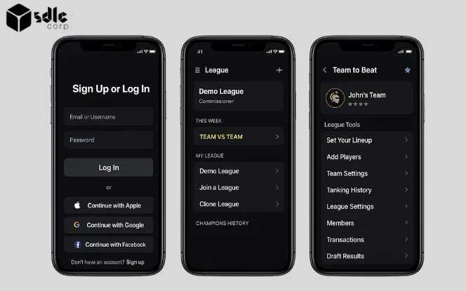 Fantasy sports app like MyFantasyLeague user signup and league management