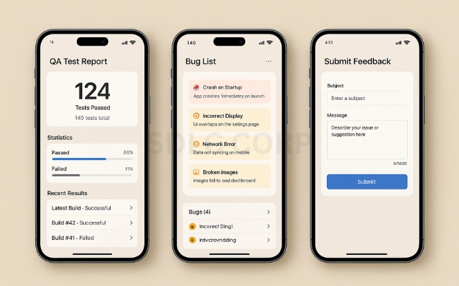 QA test report, bug tracker, and feedback screen in betting platform testing