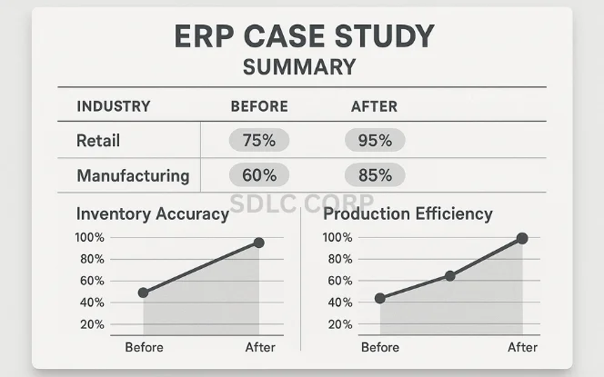 ERP implementation case study showing performance improvements in retail and manufacturing