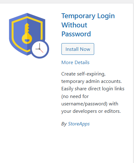 temporary login without password