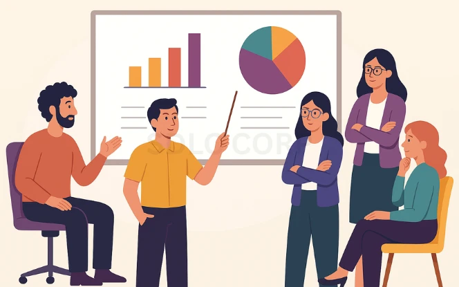 Illustration representing the discovery and planning phase of a project with team collaboration and strategic preparation