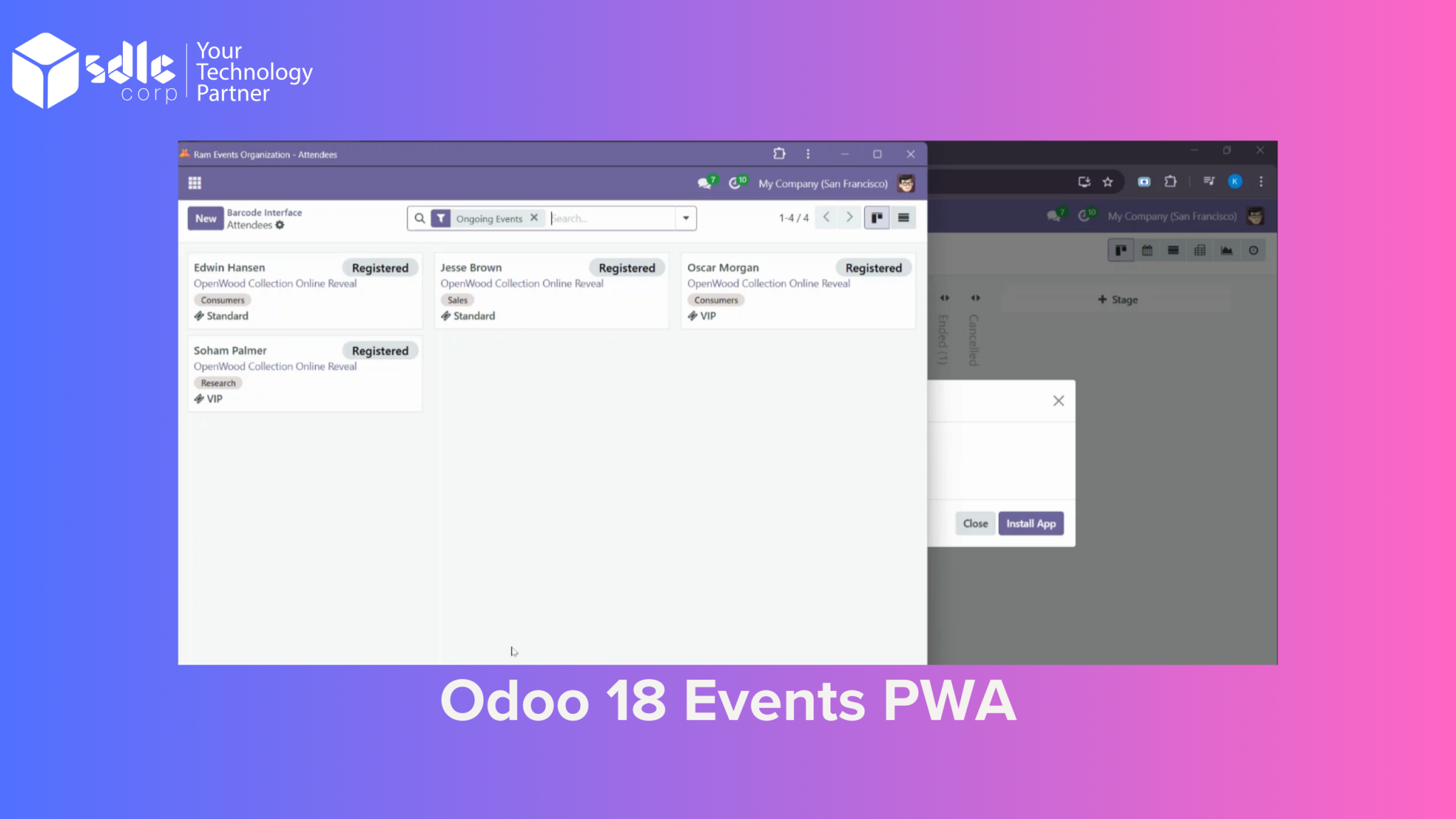 Odoo 18 Events PWA - SDLC Corp