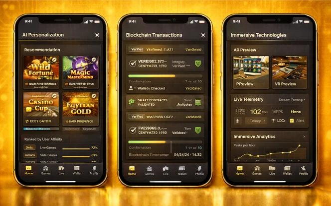 AI personalization, blockchain verification, and immersive casino technology dashboard