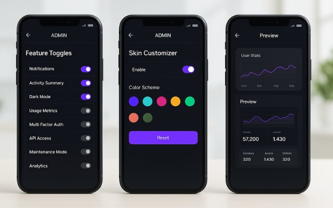 Visual representing customization of BC Game clone script with UI modifications, game logic editing, smart contract adjustments, and brand integration
