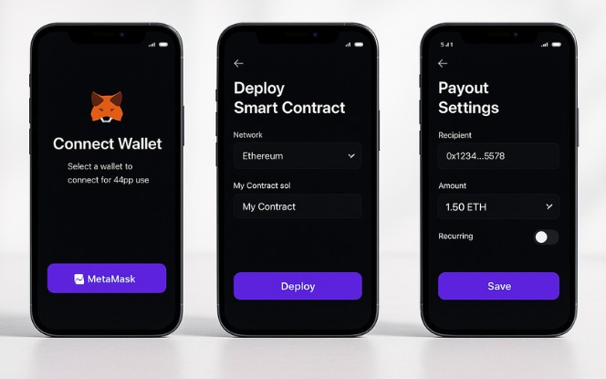 Diagram showing blockchain and smart contract integration with decentralized networks, automated transactions, and secure contract execution in a gaming platform