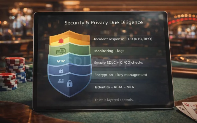 Security and privacy due diligence for casino poker software with layered controls and incident readiness.
