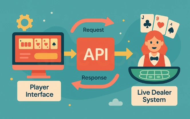 Live casino API provider dashboard showing real time system connectivity and data exchange.