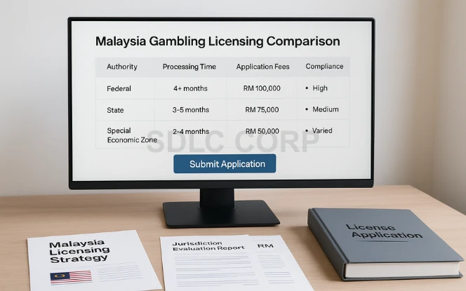 Selecting licensing authorities and jurisdictions for gambling businesses in Malaysia.