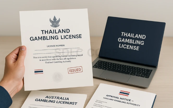 Official Thailand gambling license certificate issued to approved operator.