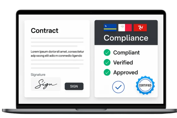 Licensing document with compliance checklist on admin dashboard