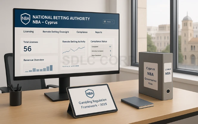 Organizational chart and overview of the Cyprus National Betting Authority’s role in regulating gambling activities in 2025.