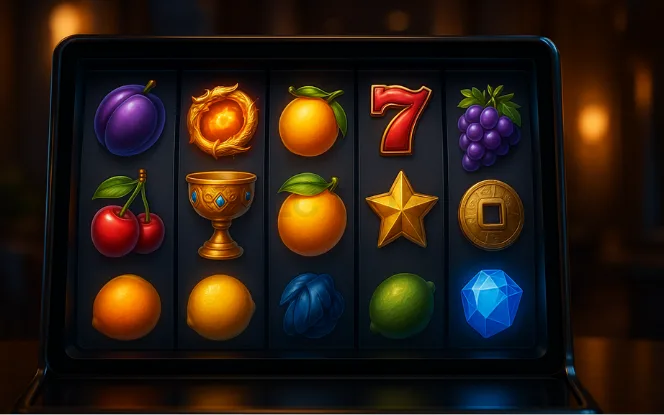 Player engaging with immersive slot machine game with visual and audio effects.