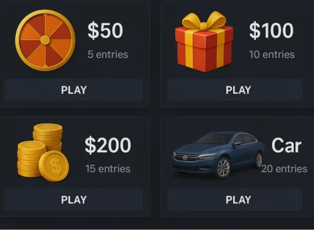 "Instant-win sweepstakes cards offering scratch-to-reveal prizes and real-time rewards"