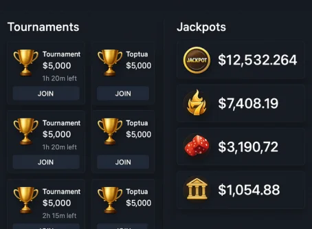 "Sweepstakes tournaments and jackpot events with real-time competition and big rewards"