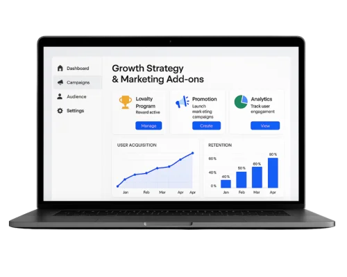 "Growth strategy and marketing add-ons to boost user acquisition and platform engagement"