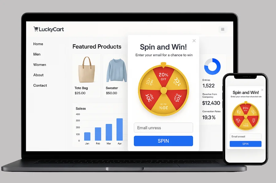 "LuckyCart – eCommerce sweepstakes integration for boosting sales and customer engagement"