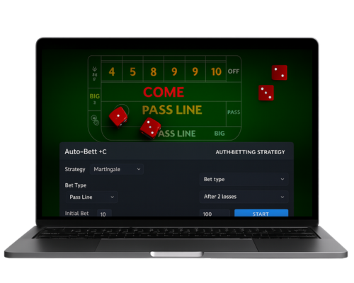 "Online craps simulator displaying RNG-based dice roll with realistic virtual table for fair and unpredictable gameplay"