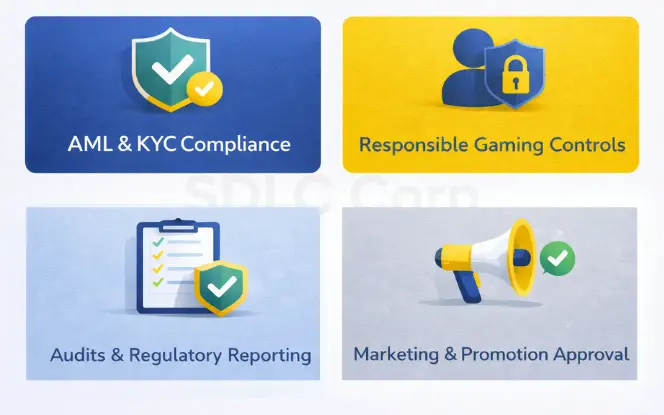 Philippines gambling license compliance requirements including AML KYC, responsible gaming, audits, and promotion approval