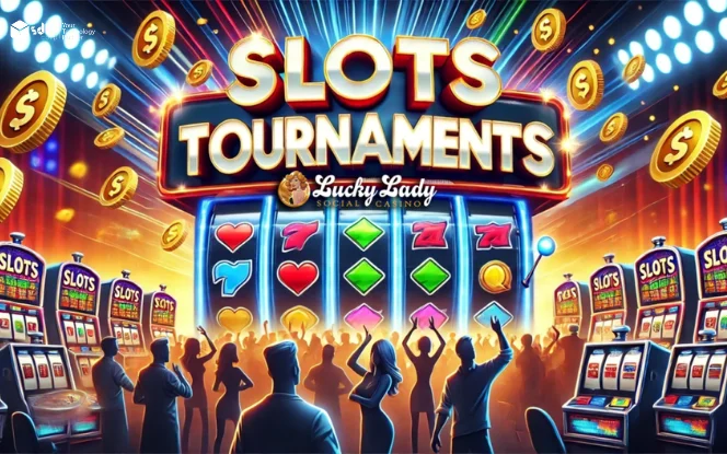 Promotional banner for slot tournaments encouraging players to join and win bigger prizes at the casino.