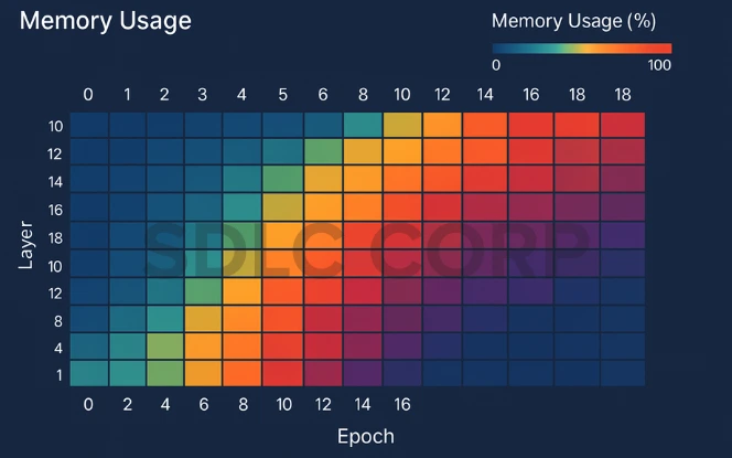 Color-coded heatmap of neural memory usage across training epochs, displayed on a machine learning dashboard.