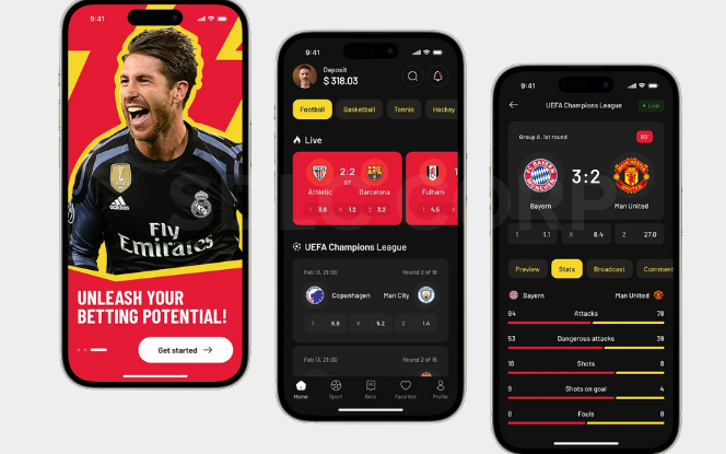 Three sleek mobile screens display a sweepstakes gaming app with a white dashboard, prizes, and offers in a modern, colorful style.
