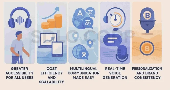 Text-to-Speech AI advantages infographic