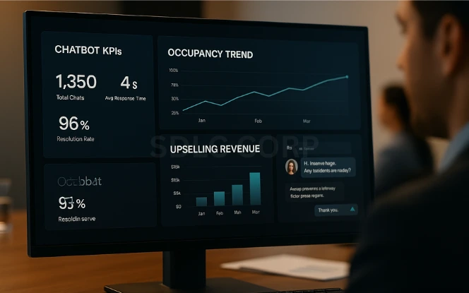 Real-World Case Studies Collage of real-world hospitality AI case studies, featuring hotels using chatbots, personalized booking systems, and AI-powered guest analytics