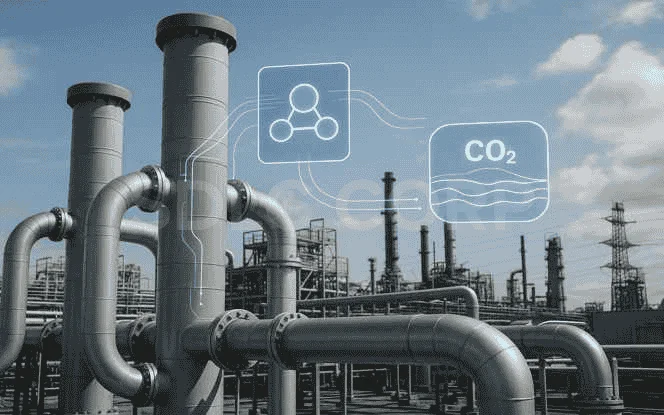 Industrial carbon capture system enhanced by generative AI to reduce CO₂ emissions effectively.