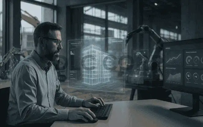 Architect using AI-powered BIM integration – Generative AI in Construction design automation.