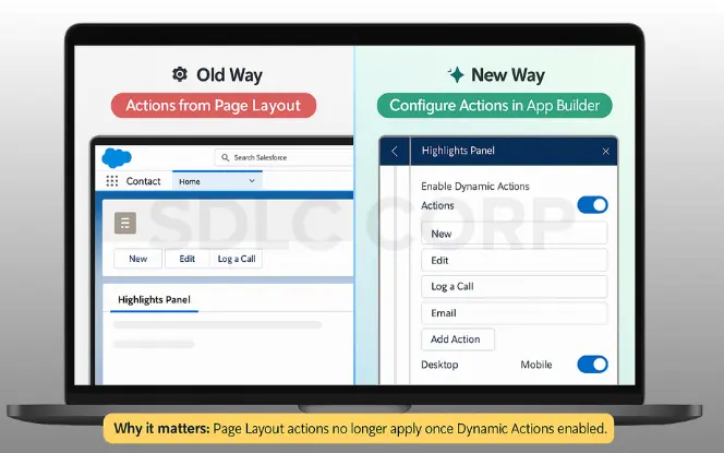 Dynamic Actions vs Page Layout Actions