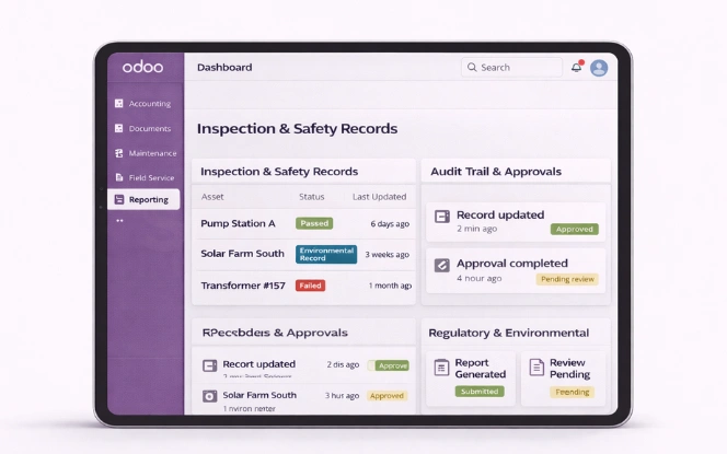 Compliance and regulatory reporting dashboard for energy utilities in Odoo