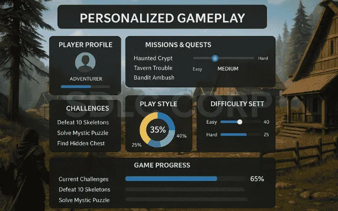 Generative AI in gaming powering personalized gameplay with dynamic missions, challenges, and progress tracking.
