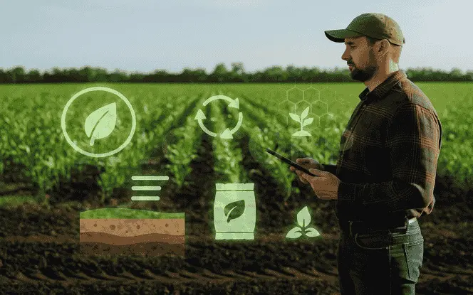 Generative AI in Agritech promoting sustainability and soil health with eco-friendly fertilizer, crop rotation, and soil nutrient insights.