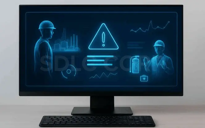 Dashboard view of Generative AI in Energy showcasing worker safety alerts and predictive monitoring.