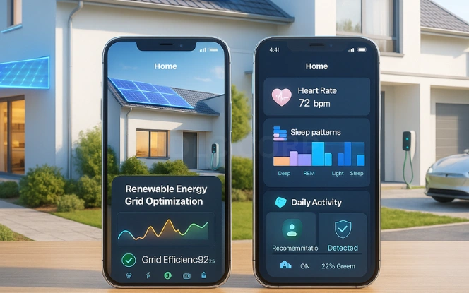Future of AI in Home Technology Futuristic smart home concept with AI-driven systems, glowing holographic interfaces, and connected devices symbolizing the future of home technology.