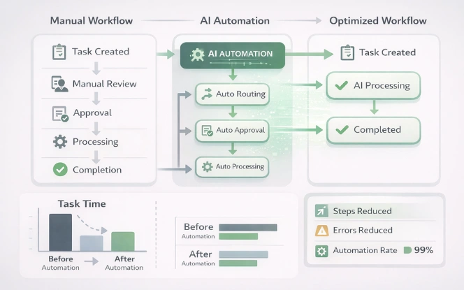AI workflow automation dashboard improving operational efficiency and task execution.