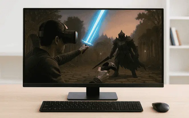 Generative AI for gaming creating immersive VR experiences with realistic interactions and adaptive combat