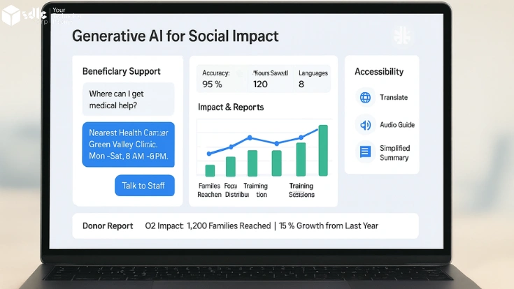 Generative AI dashboard for social impact organizations with chat support, impact analytics, and accessibility tools.