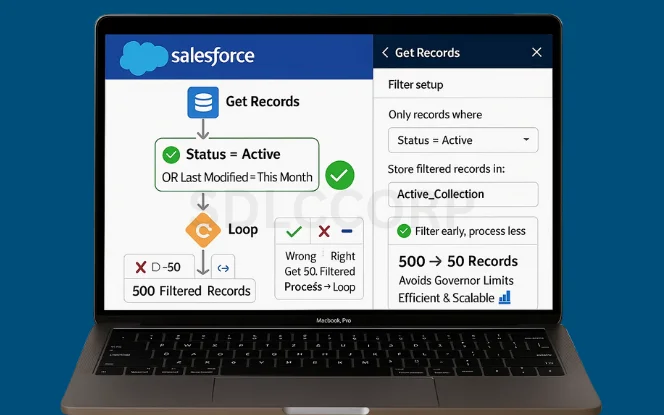 Salesforce Flow best practice applying entry criteria and filters early to improve performance.